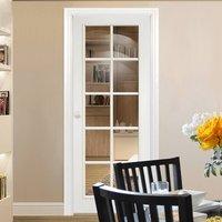 white moulded 10 pane door with clear safety glass