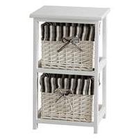 White Split Wood Frame 2 Drawer Unit