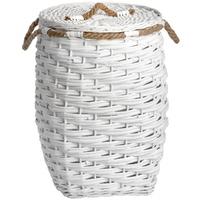 White Woven Storage Basket With Rope Detail