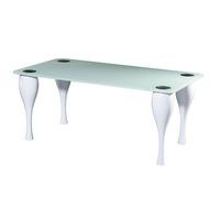 White Glass Top Dining Table Only With High Gloss Legs
