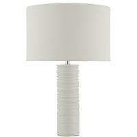 White Resin Table Lamp With Fabric Shade