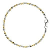 white and yellow sparkle style chain anklet in sterling silver