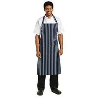 Whites Chefs Apparel A662 Butchers Bib Apron, X-Large, Navy Stripe