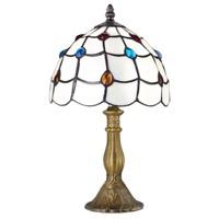 White Tiffany Table Lamp with Red and Blue Beads
