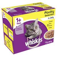 whiskas 1 cat food pouch poultry selection in jelly 12 x 100g
