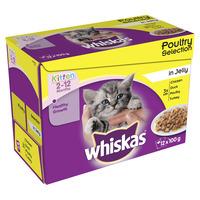 Whiskas Kitten Food Pouch Poultry Selection in Jelly 12 x 100g