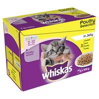 whiskas kitten food pouch poultry selection in jelly 12 x 100g