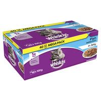 Whiskas 1+ Cat Food Pouch Fish Selection in Jelly 40 X 100g