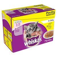 Whiskas Kitten Pouches - Saver Pack: 48 x 100g Poultry Selection in Jelly