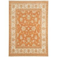 Whitby Orange Wool Traditional Runner Rug