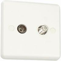 White slim profile 2 Gang Sat & Coax Outlet White - E25092