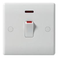 White slim profile 20A 1 Gang DP Switch C/W Neon & Flex Outlet White - E25030