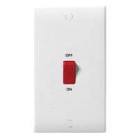 white slim profile 45a 2 gang dp switch white e25034