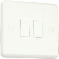 white slim profile 2 gang 2 way 10a switch white e25016