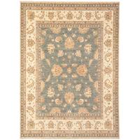 Whitby Blue Wool Traditional Runner Rug