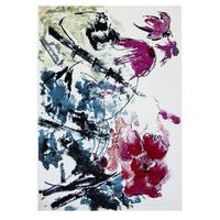 White, Red, Pink & Teal Modern Art London Rug 80x150