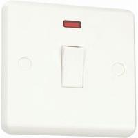 White slim profile 20A 1 Gang DP Switch C/W Neon White - E25028