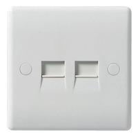 White slim profile 2 Gang Slave BT Outlet White - E25089