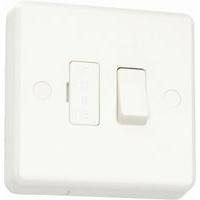 White slim profile 13A DP Switched Fused Spur C/W Flex Outlet White - E25023