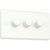 White slim profile 3 Gang 2 Way 400W Dimmer White - E25041