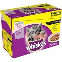 Whiskas Pouch Kitten Poultry Selection In Gravy 12x100g (Pack of 4)