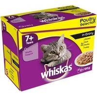 Whiskas Pouch 7+ Poultry Selection In Gravy 12x100g (Pack of 4)