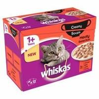 Whiskas Pouch 1+ Meaty Selection Creamy Soup 12x85g (Pack of 4)
