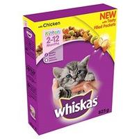 whiskas 2 12 months kitten complete dry with chicken 825g pack of 5