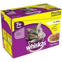 Whiskas Pouch 7+ Poultry Selection In Jelly 12x100g (Pack of 4)