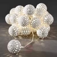 White metal balls LED string lights, ww, 24-pc