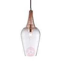 whisk hanging light glass shade and copper detail