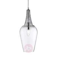 Whisk glass pendant lamp with chrome elements