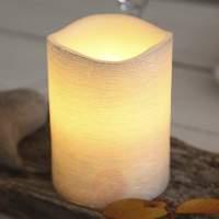 White real waxLED candle Linda structured 10 cm