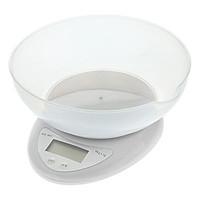 WH-B05 Kitchen 1.5\' LCD Digital Bench Scale with Container Bowl - White (2 x AAA)