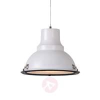 White FACTORY hanging light with industrial design