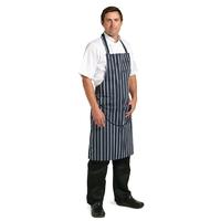 whites butchers apron navy stripe with pocket