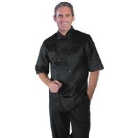 Whites Vegas Unisex Chefs Jacket Short Sleeve No Pocket Black XS