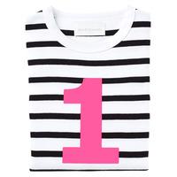 white and black breton neon pink age 1 printed t shirt