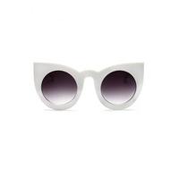 White Retro Round Oversized Cat Eye Sunglasses - Size: One Size