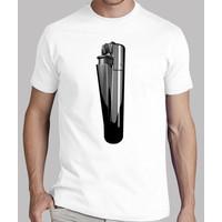 white shirt black lighter