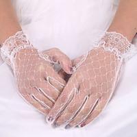 white lace elastic silk fingertips bridal gloves for wedding party