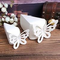 White Cake Favor Boxes with Butterfly - Set of 10