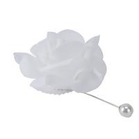 White PE Flower Boutonnieres for Wedding Party