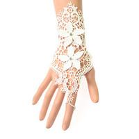 white wrist length fingerless glove lace bridal gloves party evening g ...