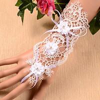 white wrist length fingerless glove lace bridal gloves party evening g ...