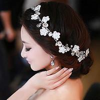 white lace flower pearl headbands for weddingparty headpiece