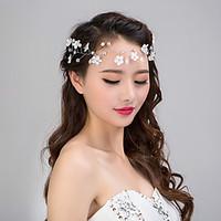 White Lace Flower Pearl Headbands for Wedding/Party Headpiece