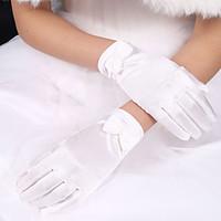 White Lace Elastic Silk Flower Shape Tulle Fingertips Wrist Length Bridal Gloves for Wedding Party