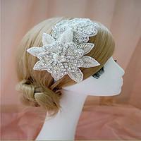 white crystal handmade flower ribbon satin hair jewelry headband for w ...