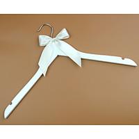 White Wood Wedding Dress Hanger with Ivory Bow